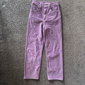 Levi’s Women Lilac Corduroy Pants, Ribcage Straight Ankle, Size 25